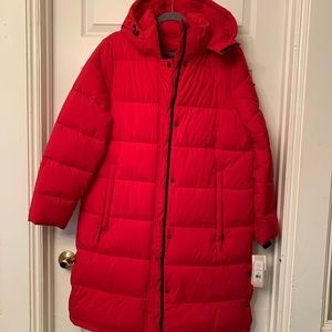 BCBG Red Women's Hooded Puffer Coat
